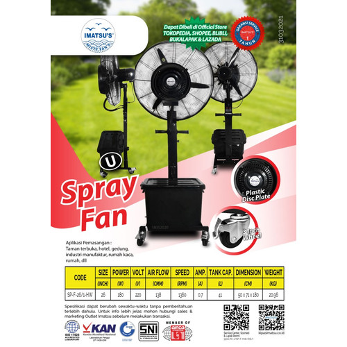 Kipas Angin Embun Air 26 Inch 40 L / Misty Spray Fan Kipas Mist Angin Semprot Air 26"