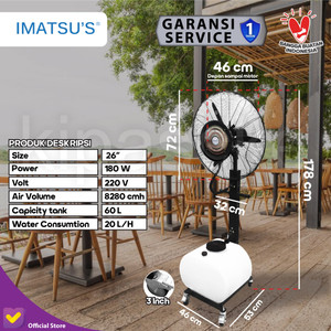 Kipas Angin Embun Air 26 Inch 60 Liter Spray Fan / Misty Fan / Kipas Mist 60L