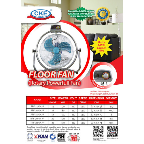 Kipas Angin Meja / Industri Lantai 20 Inch Floor Fan Powerfull fan