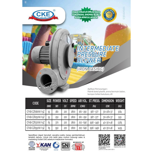Radial Centrifugal Blower 180Watt 220V Metal Chasing Blower Keong
