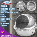 Tutup Cerobong Asap 6" Inch Stainless 304 Penutup Cooker Hood Exhaust