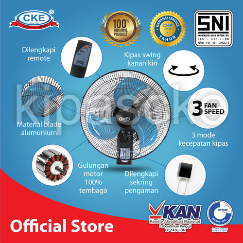 Wall Fan CKE RHFW 18 Inch Kipas Angin Dinding Tembok Rumah Sejuk
