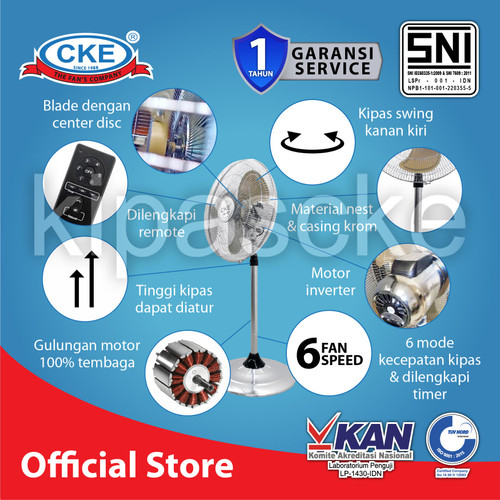 CKE Stand Fan SF-FS45-FC-TH 18 Inch Kipas Angin Berdiri Kipas Industri