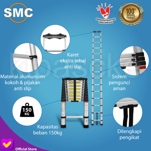 Tangga Lipat Aluminium Teleskopik 3.8M Single Telescopic Ladder 3.8 M