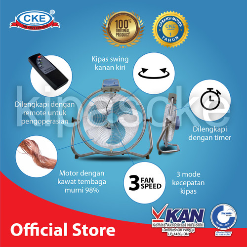 CKE Rotary Powerfull Fan with Remote 22 Inch Kipas Angin Rumah