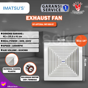 Exhaust Fan Imatsu With Ball Bearing 14 Inch Rumah Toilet Dapur Eksos