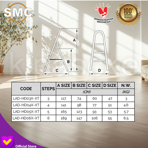 Ladder Tangga Lipat LAD-HD06X-XT 6 Step Gold 1.9 Meter Aluminium