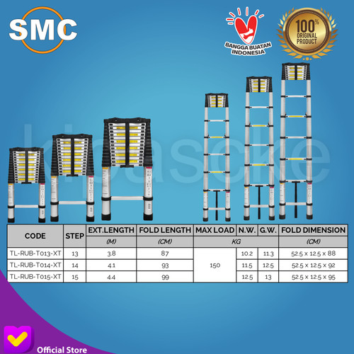 Tangga Lipat Aluminium Teleskopik 3.8M Single Telescopic Ladder 3.8 M