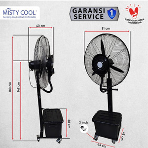 Spray Fan Kipas Angin Embun Air 30 Inch 40 L Mist Fan Kipas Semprot Air Misty Fan 30" 40 Liter