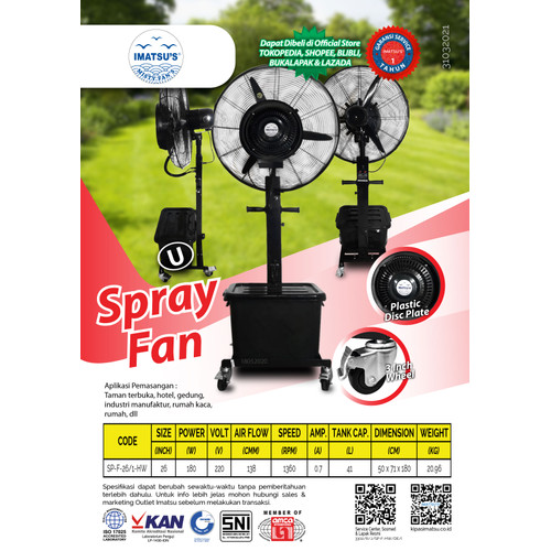 Spray Fan SP-F- 26/1-HW 26" Imatsu Kipas Mist Kipas Angin Semprot Air
