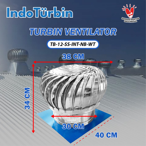 Turbin Ventilator 12 Inch Turbine Roof Fan Ventilasi Exhaust Atap Rumah Pabrik 12" IndoTurbin