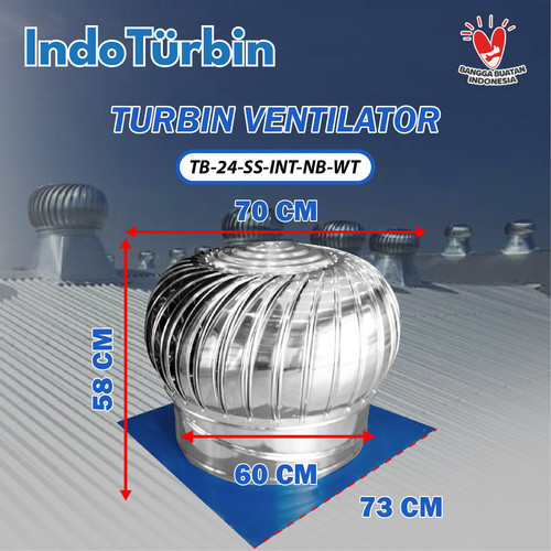 Turbin Ventilator 24 Inch Turbine Roof Fan Ventilasi Exhaust Atap Rumah Pabrik 24" IndoTurbin
