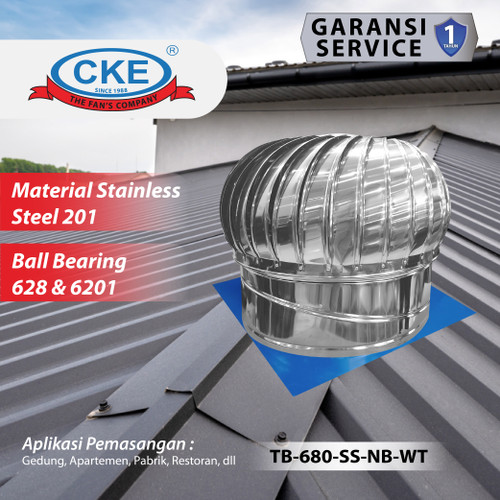 Turbin Ventilator 26 Inch Roof Turbine Fan Ventilasi Atap Rumah Pabrik 26" Stainless Steel