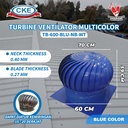 Turbin Ventilator Aluminium Warna Biru 18 20 24 Inch Turbine Ventilasi Atap Rumah Gedung 18" 20" 24" Inci Blue Coating