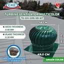 Turbin Ventilator Aluminium Warna Hijau 16 18 20 24 Inch Turbine Ventilasi Atap Rumah Gedung 16" 18" 20" 24" Inci Green Coating