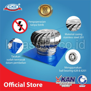 CKE Turbin Ventilator TG300-SS Ventilasi Atap Rumah Pabrik Resto Udara