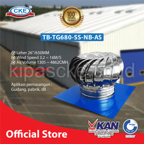 TURBIN VENTILATOR CKE TB-TG680-SS-NB-AS 26" VENTILASI ATAP