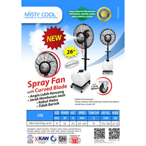 Kipas Angin Embun Air 26 Inches - 60 L / Curved Blade Spray Misty Fan
