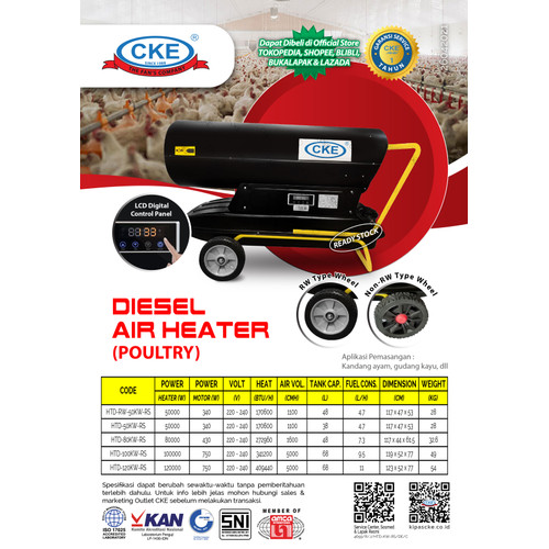 Air Heater CKE HTD-120KW-RS Pemanas Kandang Ayam Pemanas Ruangan Diese