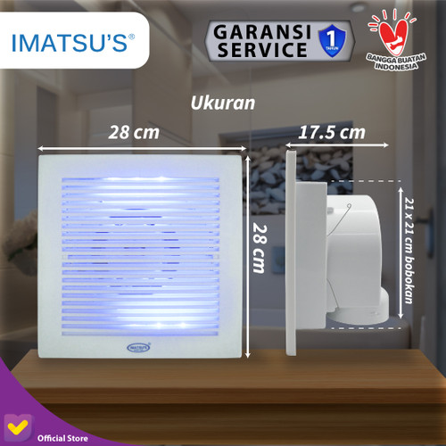 Exhaust Fan Led/ Lighning 8 Inch Kipas Angin Hexos Plafon Dak Lampu