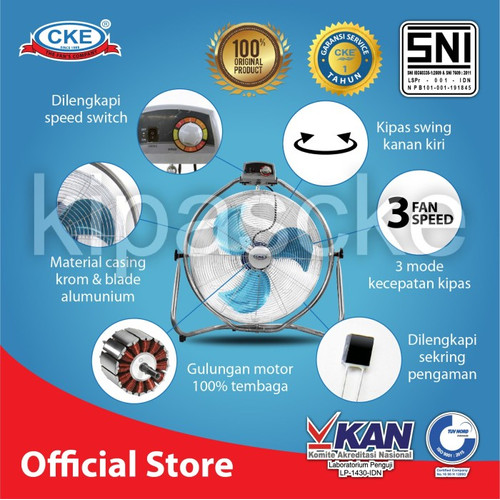 Tornado Floor Fan 22" Kipas Angin Lantai/Duduk Besi CKE Powerful Fan