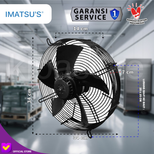 Axial Fan 12" Inch 220V 1400RPM Fan Condensor Chiller Kipas Condenser
