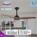 Kipas Angin Plafon Gantung Hias 52" Inch Ceiling Fan Kayu Solid Wood