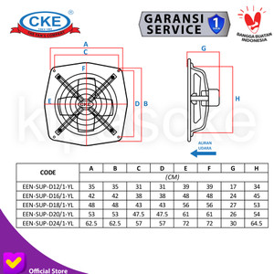 Kipas Exhaust Fan Extra Strong 20" Inch Penyedot Udara Heavy Duty