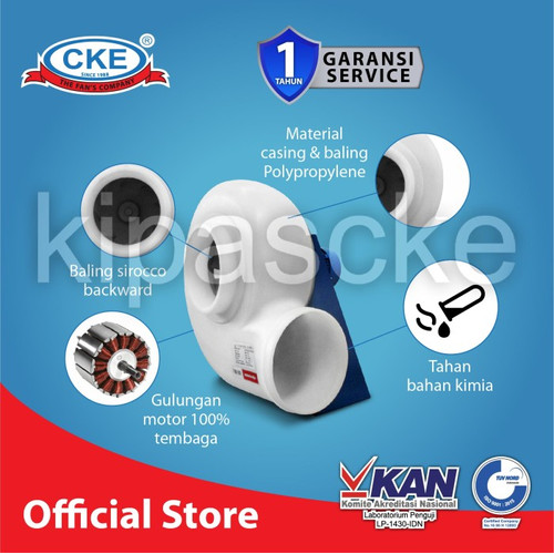 Blower Lemari Asam / Centrifugal Fan PP Plastik 200 8" 220V Fume Hood