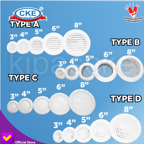 5 Inch Grill Penutup Inline Duct Booster Fan Plastik ABS Ceiling Grill