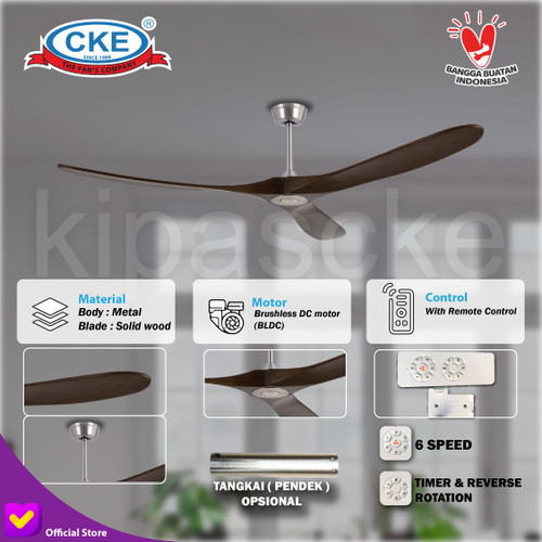 Kipas Angin Gantung Plafon Kayu 88 Inch Ceiling Fan Hias 88" Dark Wood