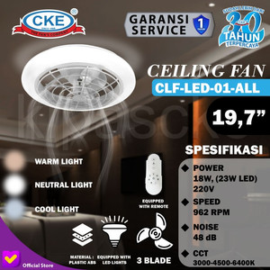 Lampu Hias Plafon Mewah Kipas Angin Lampu LED Langit Langit Elegan 20"