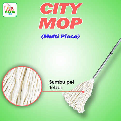 CITY MOP MULTI PIECE - Alat Pel Lantai Dengan Tongkat 3 Bagian Ringan