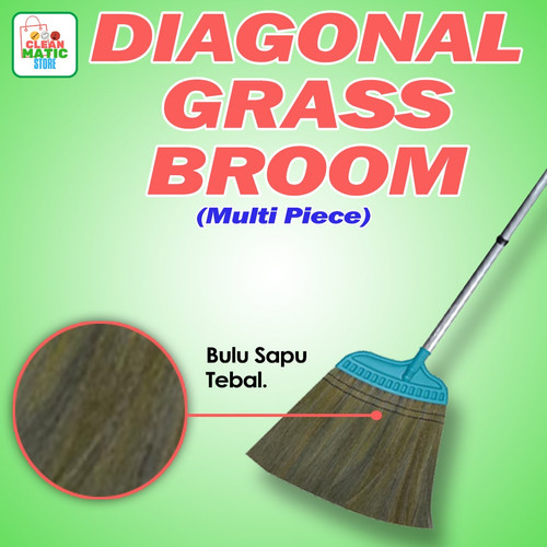 DIAGONAL GRASS BROOM MULTI  PIECE - Sapu Rumput Tongkat 3 Bagian