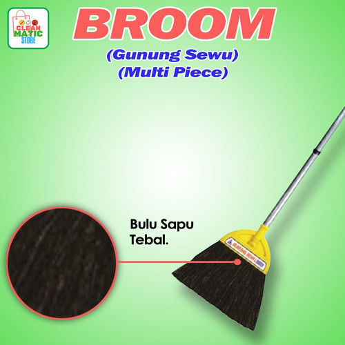 GUNUNG SEWU BROOM MULTI PIECE - Sapu Ijuk Dengan Tongkat 3 Bagian