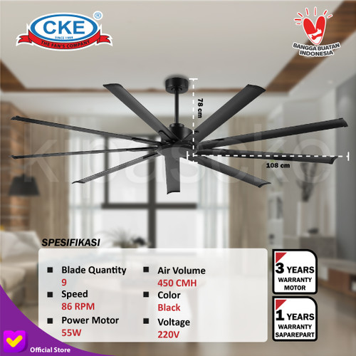 Kipas Angin Plafon Gantung Modern 96 Inch 9 Blade Ceiling Fan Dekorasi