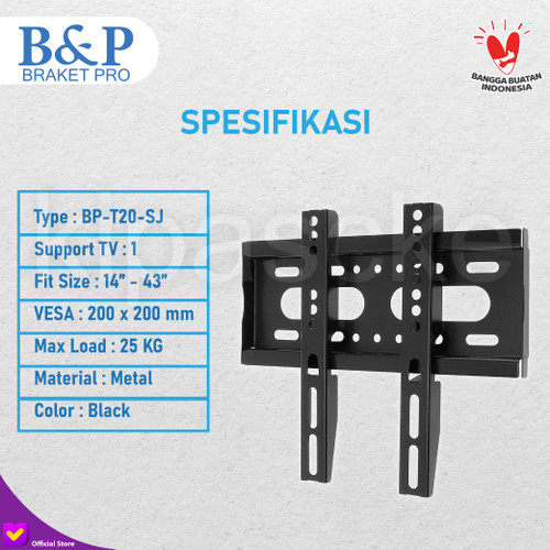 Bracket Braket TV LCD Fix 14 17 19 22 24 32 40 42 43 Inch Wall Mount