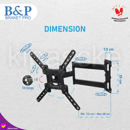 Bracket Braket Wall TV Swivel Tilt 32 40 42 43 46 47 49 50 52 55 Inch