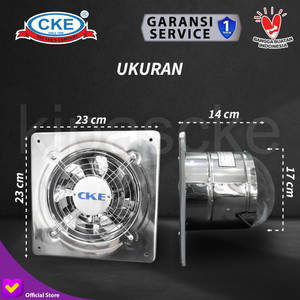 Exhaust Fan Stainless 7" Inch Duct Booster Fan Plafon Dinding Besi