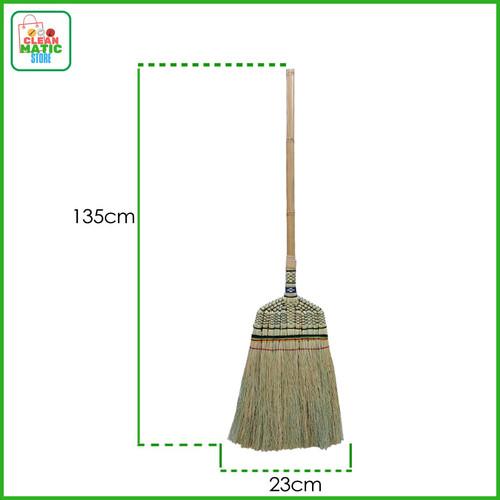 Clean Matic - Sapu Gandum dengan Gagang Bambu - Berbahan Gandum atau Shorgum
