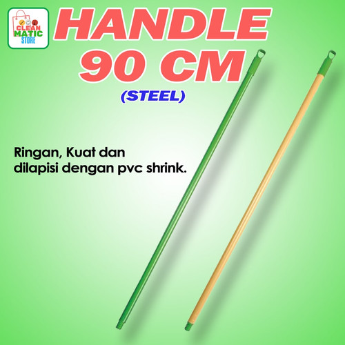 Clean Matic - Steel Handle 90 cm Tongkat Sapu Natural
