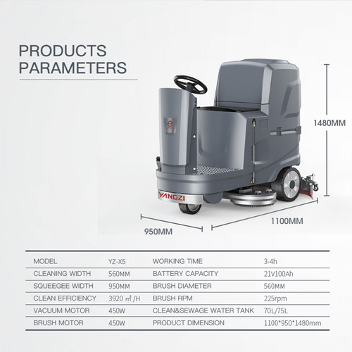 Ride-on Floor Scrubber / Mobil Mesin Sikat Lantai dengan Baterai