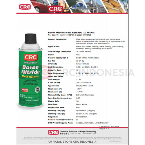 CRC Boron Nitrade Mold Release - 03310
