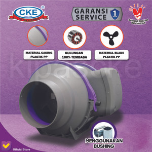 Inline Duct Booster Fan Plastik 4" Inch Kipas Hisap Ventilasi 2 Speed