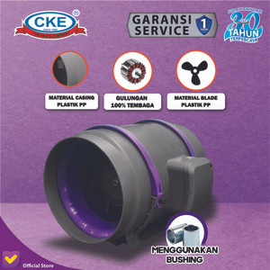 Inline Duct Booster Fan Plastik 8" Inch Kipas Hisap Ventilasi 2 Speed