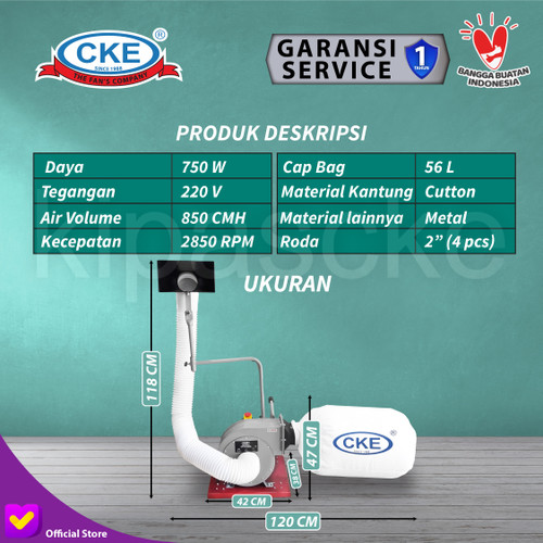Mesin Penghisap Debu Dust Collector Portable 750W 220V Dust Extractor