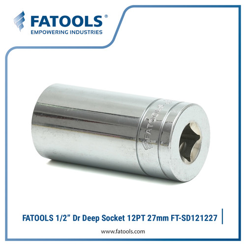 FATOOLS 1/2" Dr Deep Socket 12PT 27mm Metric Kunci Sock Panjang Wall