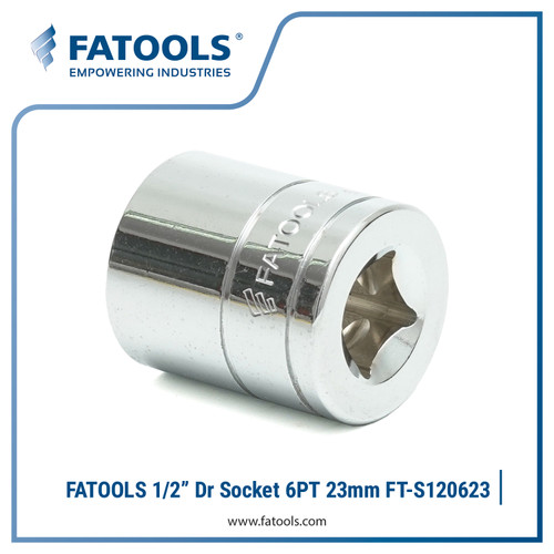 FATOOLS S120623 1/2" Dr Socket 6PT 23mm Mata Kunci Sok CrV Vanadium