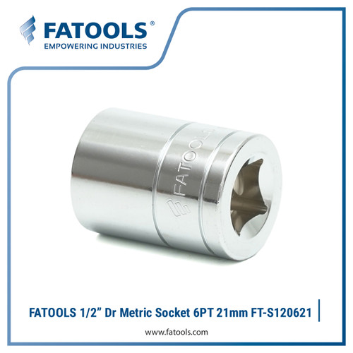 FATOOLS S120621 1/2" Dr Socket 6PT 21mm Kunci Sok CrV Vanadium
