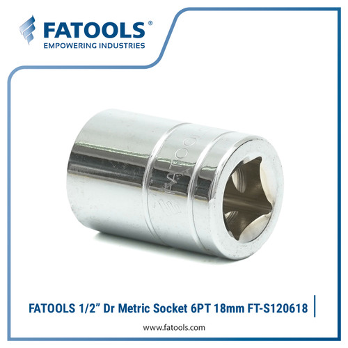 FATOOLS S120618 1/2" Dr Socket 6PT 18mm Kunci Sok Vanadium CrV